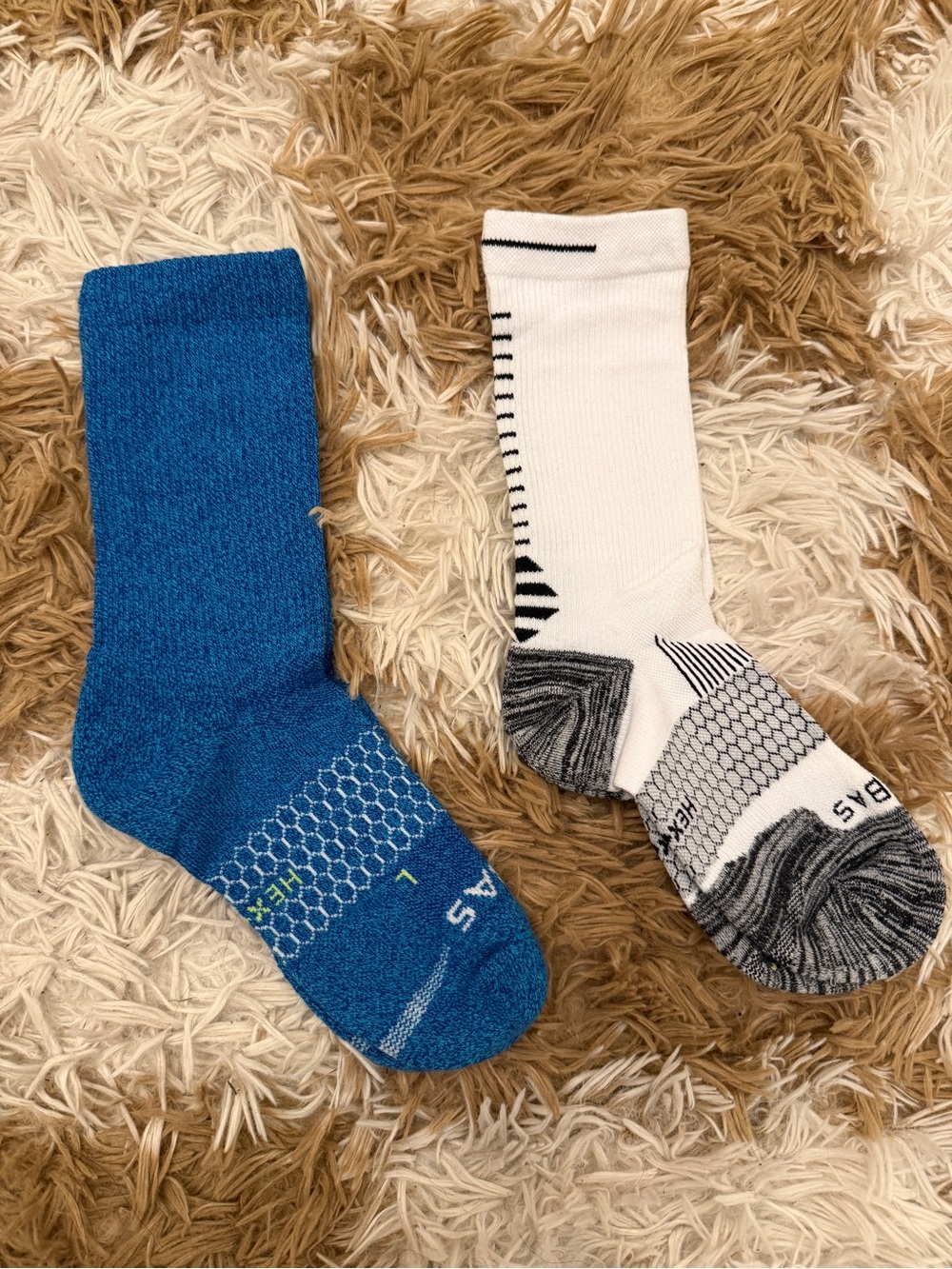 Bombas Athletic Crew Socks - Blue & White